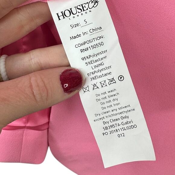 House of CB NWT Making Money Moves Gabri Pink Satin Button Lapel Blazer Small - Picture 6 of 10